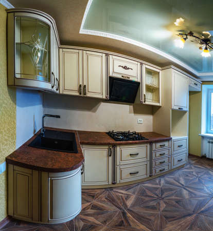 Cabinet furniture for the kitchen, a modern interior for small roomsの写真素材