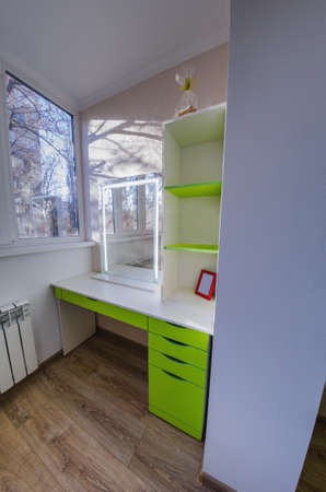 Workplace at a desk, in a childrens room, home furnishingsの写真素材