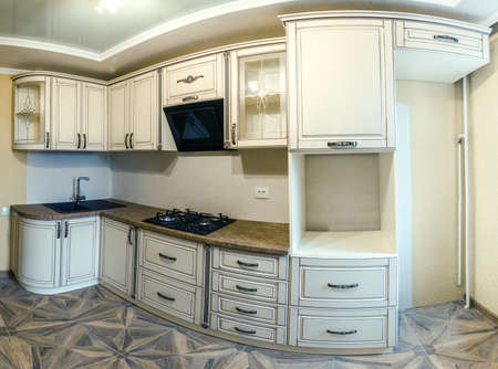 Cabinet furniture for the kitchen, a modern interior for small roomsの写真素材