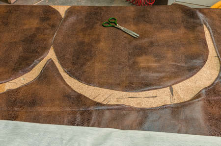 Banner of old worn-out furniture, in the workshop, working process.の写真素材