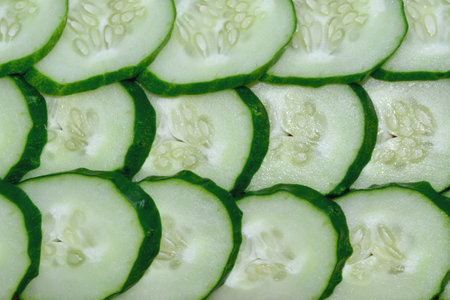 Fresh cucumber slices background, Fresh slice cucumber on white backgroundの写真素材