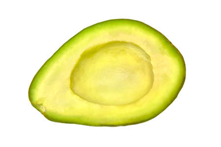 Fresh green Avocado slice isolated on a white backgroundの写真素材