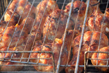 Meat on the fire, barbecue, shish kebabの写真素材