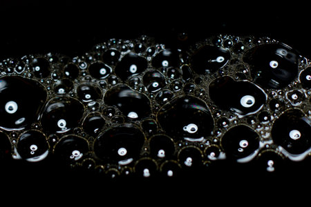 foam, bubbles in a mug of coffee close-up