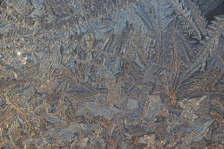 Winter frosty patterns on window glass