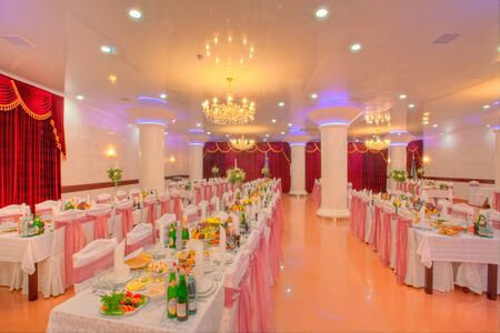 Celebratory buffet table at restaurantのeditorial素材