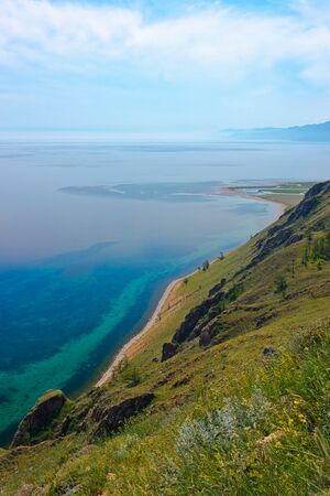 Western lakeshore Baikal about a place of a confluence of the river Buguldejkiの写真素材