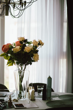 beautiful bouquet of roses in the interior