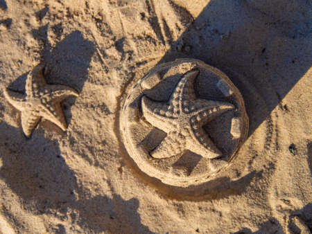 Close-up Of Sand Castle On Beach Against Sky.の写真素材