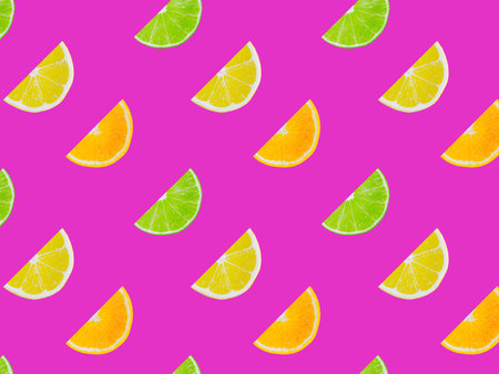 Citrus Fruits seamless pattern. Creative summer background composition.