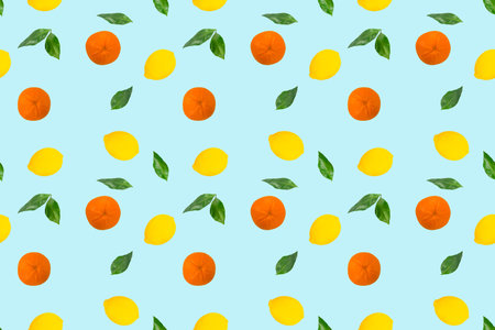 Citrus Fruits seamless pattern. Creative summer background composition.の写真素材