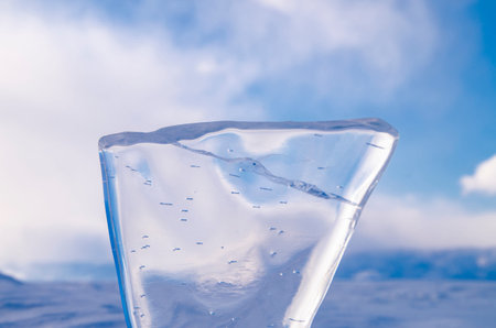 Ice floe on Arctic winter background.