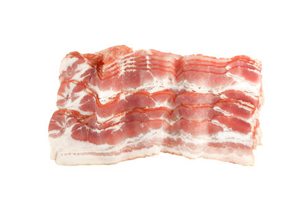 Raw smoked bacon isolated on white background.の写真素材