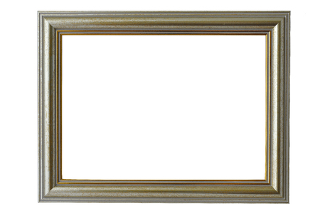 Frame of textured Golden baguette carved on a pure white backgroundの写真素材