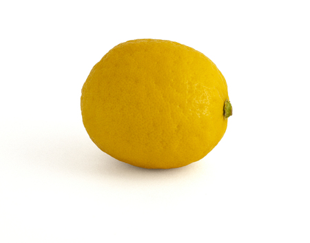 Yellow citrus round shape sour fragrant and delicious lemon on white backgroundの写真素材