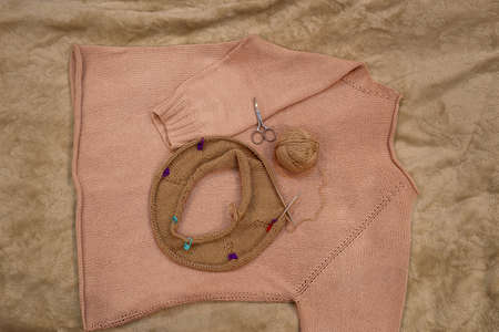wool yarn, warm clothes, knitted sweater, knitting yarnの写真素材