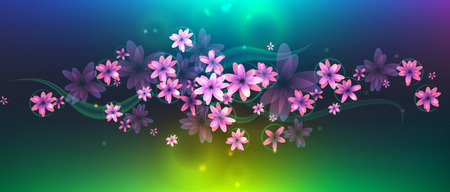 The composition of pink flowers for cards, letters, banners and backgroundsのイラスト素材
