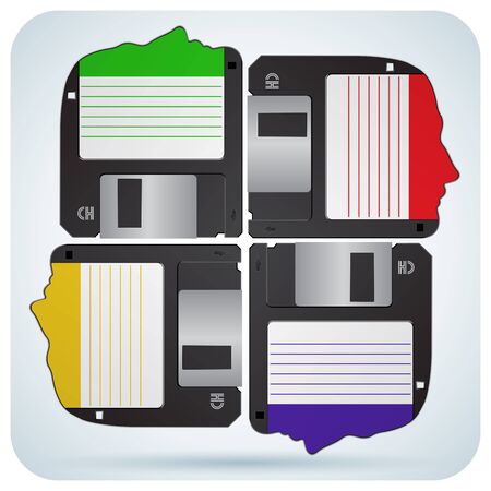 Group symbol of human head in the form of a floppy diskのイラスト素材