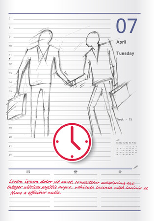 Hand-drawn sketch of the events on the calendar for remindersのイラスト素材
