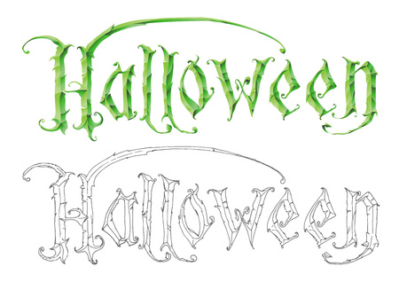 The word \"Halloween\" hand-drawing template for the design and printingのイラスト素材