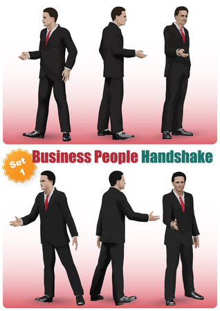 Realistic characters Set of business people shaking hands in a poseのイラスト素材