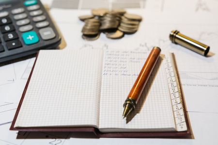 Calculation of money and analysis of the market of currenciesの写真素材