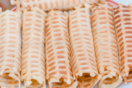 Dough for wafers. Production of dough for wafers. Ingredients for pastries.の写真素材