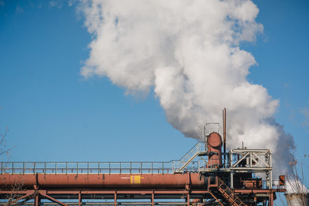 Factory pipes smoke. Smoke from pipes.  Production of coke.