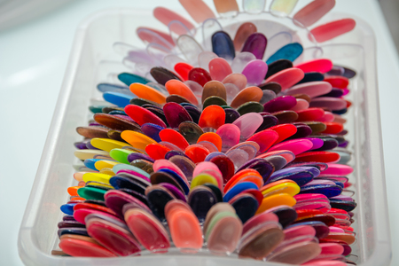 Palette for varnish. A color palette for varnish. A varnish color palette in beauty shop. Color palette.の写真素材
