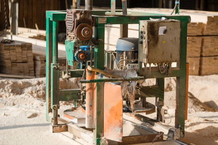 Machine for sawing wood. Sawmill for wood. Woodworking machine. machine tools
