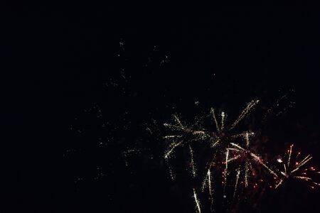 fireworks in the sky. fireworks on the black sky. closeup saluteの写真素材