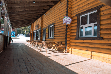 Ski wooden resortのeditorial素材