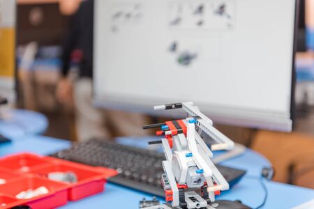 constructor for children. children are standing robots. children's entertainment. educational toys for children. constructorの写真素材