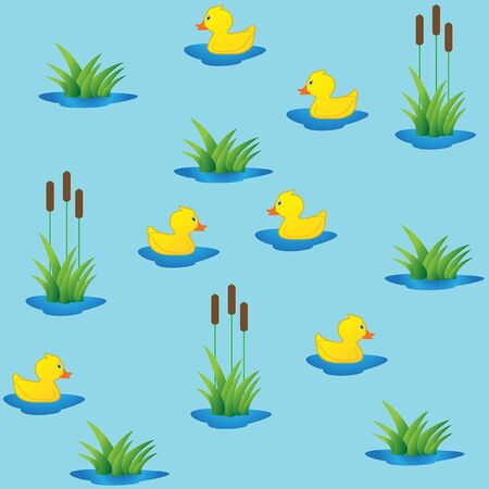 Seamless ducklings in canes のイラスト素材