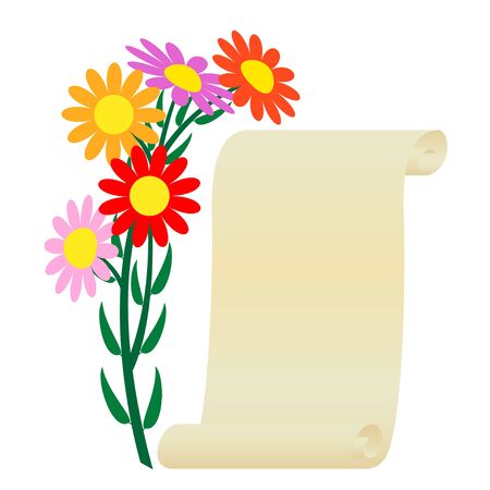 Flower and scroll.のイラスト素材