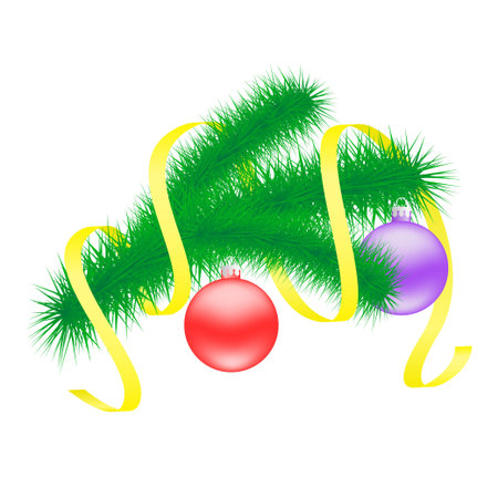 Vector illustration of Christmas branch with balls のイラスト素材
