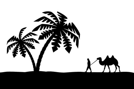 Man with camel in Palma.のイラスト素材