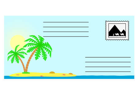 The envelope with the tropical landscape.のイラスト素材