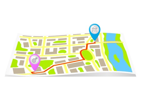 The route on the map of the city.のイラスト素材