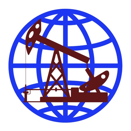 Oil pump in the background of the globe.のイラスト素材
