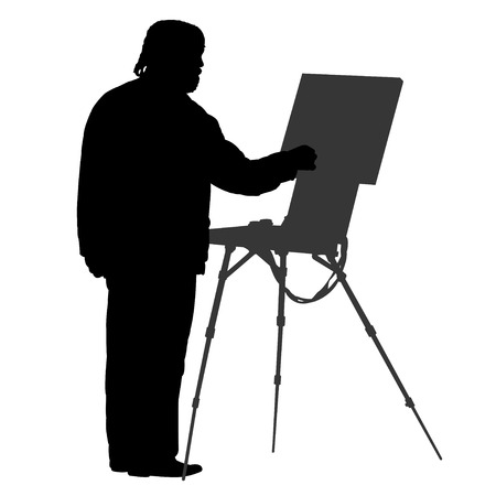 Silhouette artist at the easel.のイラスト素材