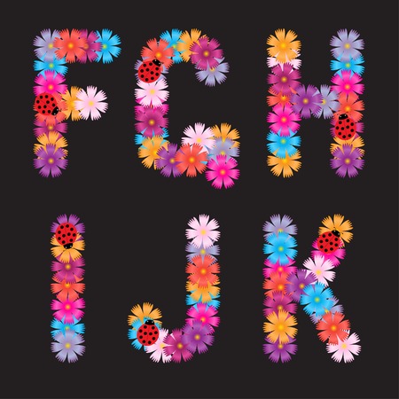 Vector illustration Letters of flowers.のイラスト素材