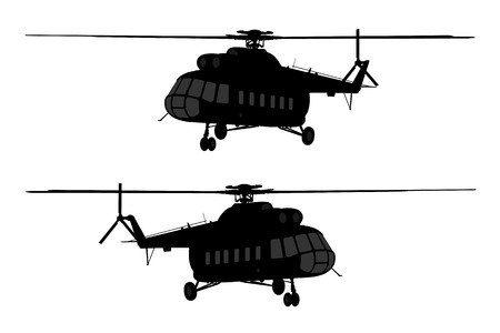 Helicopter of set silhouette.のイラスト素材