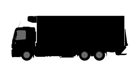 Silhouette of a truck on a white background.のイラスト素材