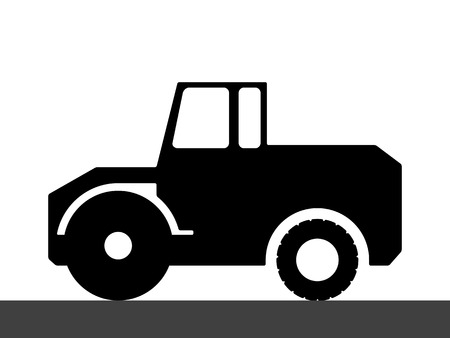 Silhouette steamroller on a white background.のイラスト素材