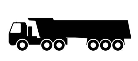 Silhouette of a dump truck on white background. Vector illustration.のイラスト素材
