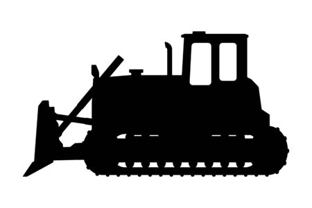 Vector illustration of a silhouette of a tractor on a white background.のイラスト素材