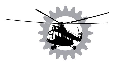 Vector illustration the silhouette of the helicopter.のイラスト素材