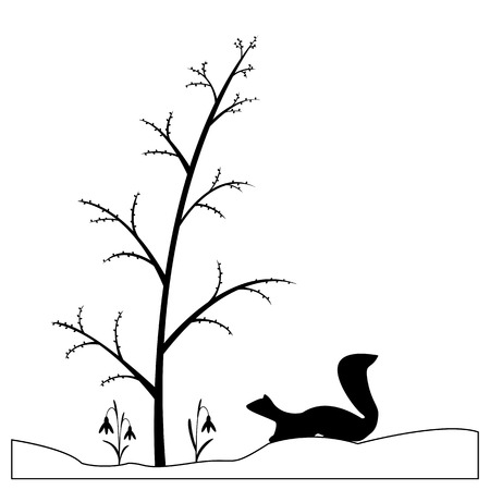 Vector illustration Early spring in the forest.のイラスト素材