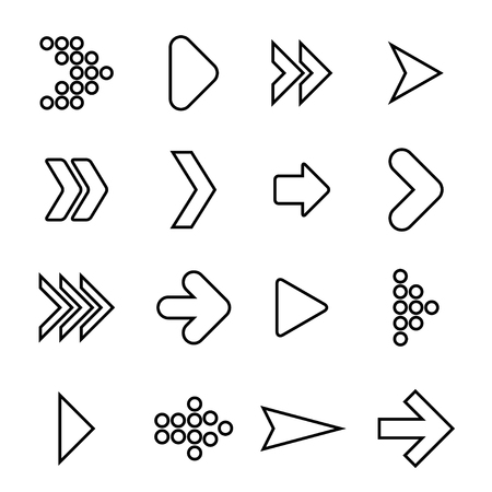 A set of silhouettes arrows illustration.のイラスト素材